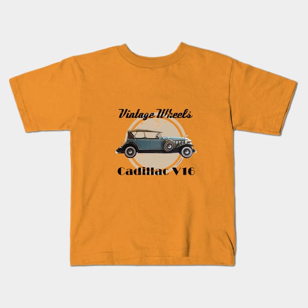 Vintage Wheels - Cadillac V16 Kids T-Shirt by DaJellah